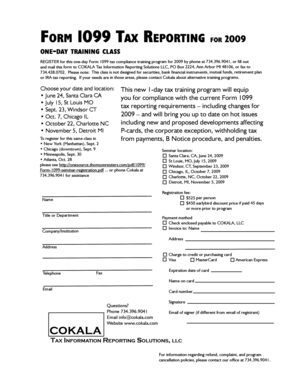 Form 1099 Tax Reporting Training Registration