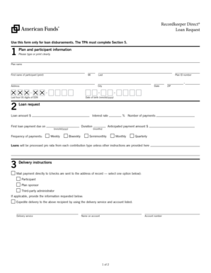Recordkeeper Direct Loan Request Form