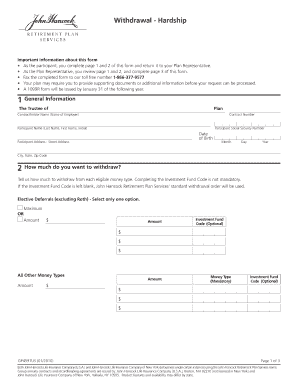 John Hancock Retirement Plan Services Hardship Withdrawal Form