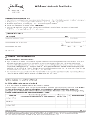 Automatic Contribution Withdrawal Form