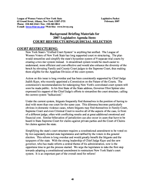New York State Court Restructuring and Judicial Selection Legislative Packet