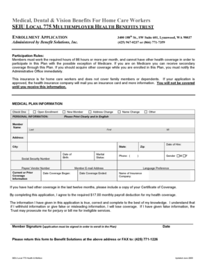 SEIU Local 775 Health Benefits Enrollment Application