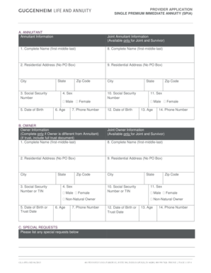 Single Premium Immediate Annuity Application