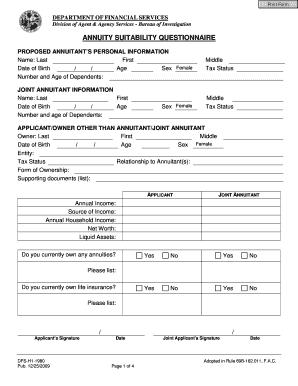 Annuity Suitability Questionnaire