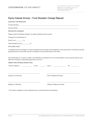 Equity Indexed Annuity Fund Allocation Change Request
