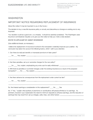 Washington Insurance Replacement Notice