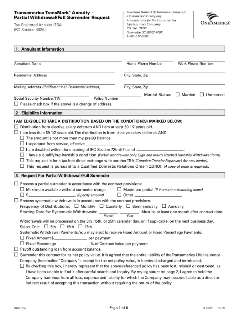 transamerica cancel policy form Preview on Page 1.