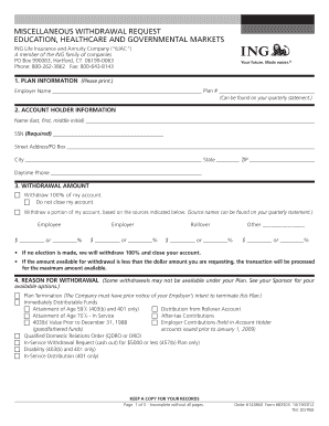 Miscellaneous Withdrawal Request Form