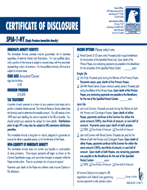 SPIA-1-NY Single Premium Immediate Annuity