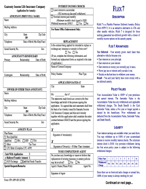 Guaranty Income Life Insurance Annuity Application