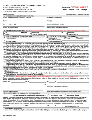 Guaranty Income Life Insurance 1035 Exchange Form
