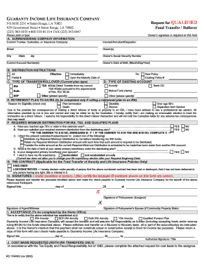 Guaranty Income Life Insurance Fund Transfer Form