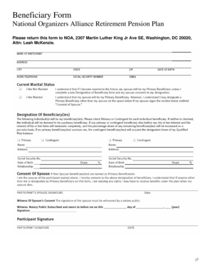 Beneficiary Form - National Organizers Alliance - noacentral