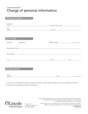 Lincoln DirectorSM Change of Personal Information Form