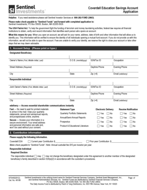 Coverdell Education Savings Account Application