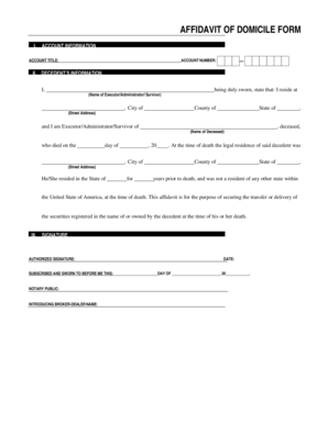 Affidavit of Domicile Form