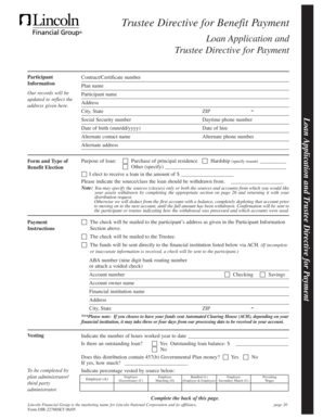 Loan Application and Trustee Directive for Payment
