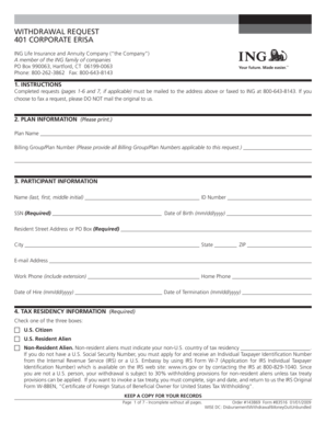 ING Life Insurance Withdrawal Request Form