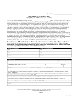 Full Trading Authorization Form