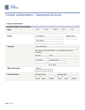RBC Direct Investing Transfer Authorization Form
