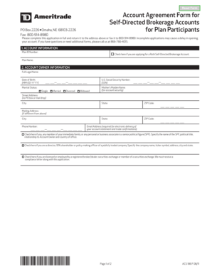Self-Directed Brokerage Account Agreement Form