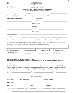 New Jersey Unclaimed Property Report