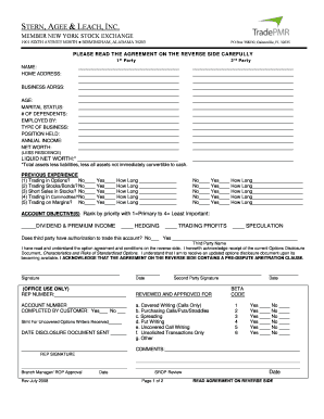 Option Account Agreement and Approval Form