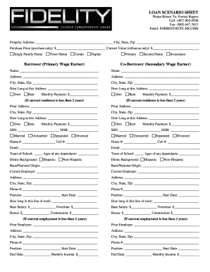Loan Scenario Sheet