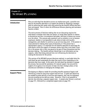 Benefits Planning Support Plan