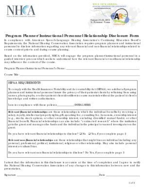 Program Planner Instructional Personnel Relationship Disclosure Form