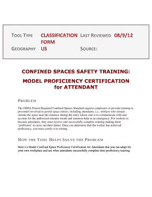 Confined Space Proficiency Certification for Attendant