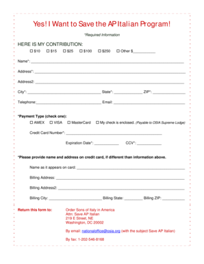 AP Italian Program Donation Form