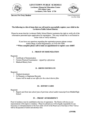 Levittown Public Schools Registration Form