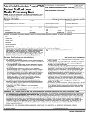 Federal Stafford Loan Master Promissory Note