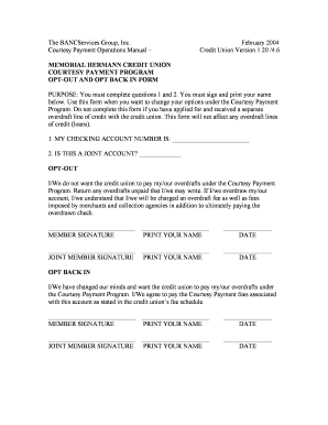 Courtesy Payment Program Opt-Out and Opt Back In Form