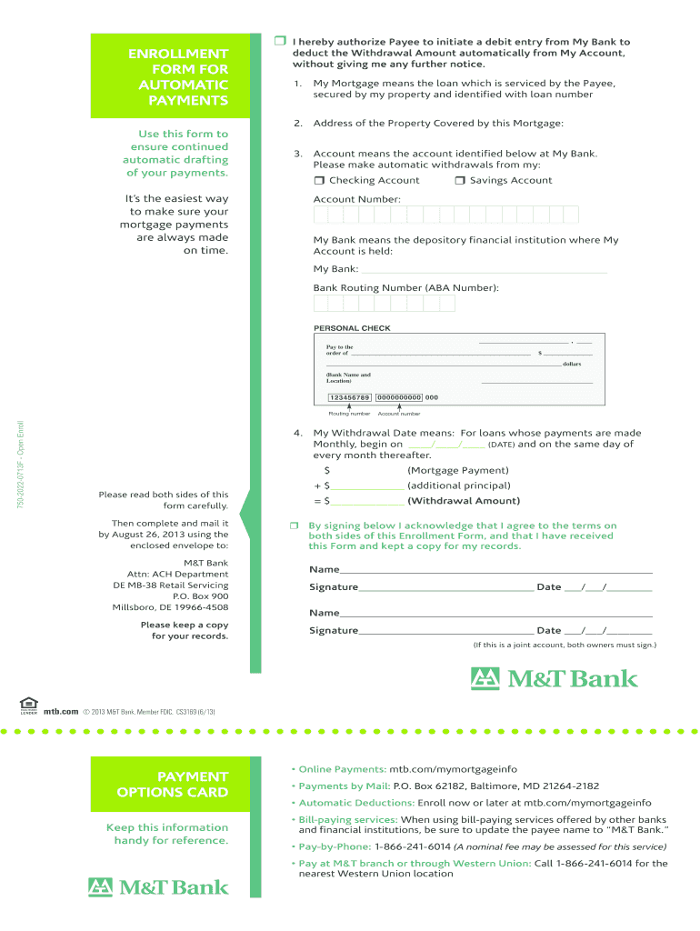 m t direct deposit form Preview on Page 1.