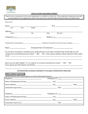 Southeastern Louisiana University Employment Application