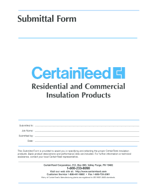 CertainTeed Insulation Submittal Form