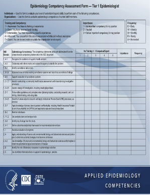 Epidemiology Competency Assessment Form — Tier 1 Epidemiologist