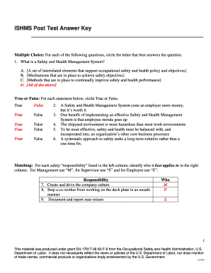 ISHMS Post Test Answer Key