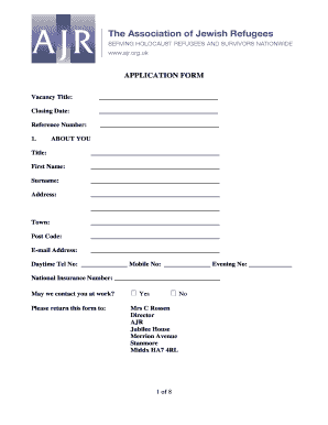 UK Employment Application Form