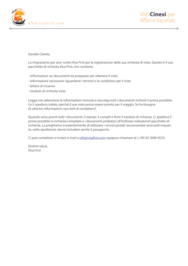 Modulo per la Richiesta di Visto per la Repubblica Popolare Cinese