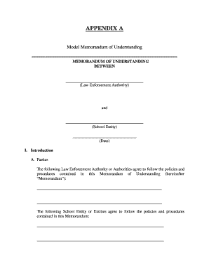 Model Memorandum of Understanding for Law Enforcement and Schools