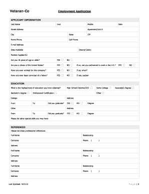 Veteran-Co Employment Application