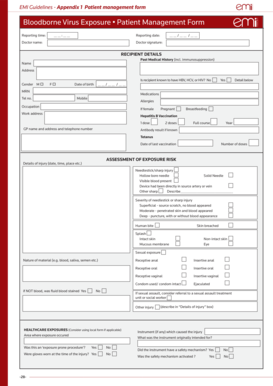 Bloodborne Virus Exposure Patient Management Form