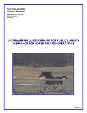 Underwriting Questionnaire for Public Liability Insurance for Horse Related Operations