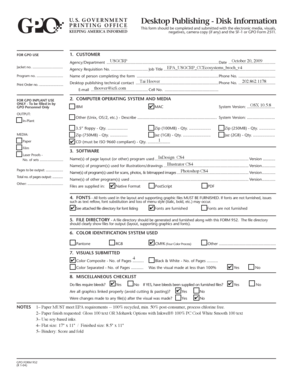 GPO Form 952 - Desktop Publishing Information