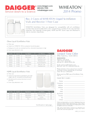 WHEATON Scintillation Vials Promotion