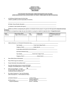 India Visa Application Form