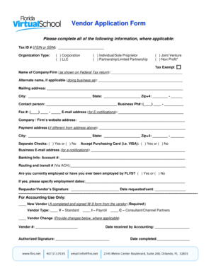 Vendor Application Form